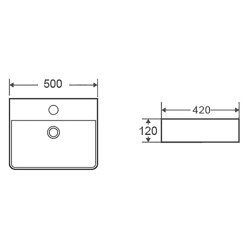 Раковина накладная Azario 500х420х120 прямоугольная, белый (AZ-2173-S)