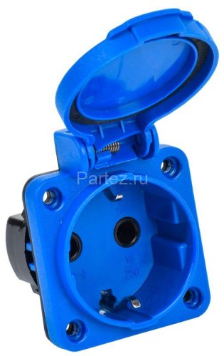 Розетка панельная MAGNUM 2P+PE 16А IP54 РП12-3 с защ. крышкой с заземл. син. IEK PSN71-016-3-2-54-K0