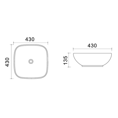 Раковина Azario 43х43х13,5 накладная , цвет белый глянец (AZ-41288)