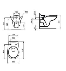 Унитаз подвесной Ideal Standard Eurovit безободковый, с сиденьем микролифт (K881201)