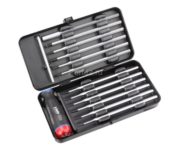 Отвертка с регулировкой крутящего момента Nm 1.5-3.0 с набором насадок 12шт в кейсе plus/minus Felo