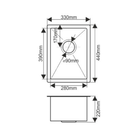 Мойка H3344 MELANA ProfLine 3,0/200 САТИН врезная прямоугольная H3344