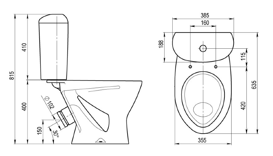 Унитаз-компакт Santeri Версия напольный, с сидением стандарт (1.P401.5.S00.00B.F)