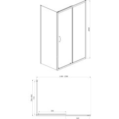 Душевое ограждение AZARIO 1200х800х2000,БЕЗ ПОДДОНА, прозрачное стекло 6 мм, открывание направо, цвет профиля черный (AZ-ND1131-R 1200 BLACK)