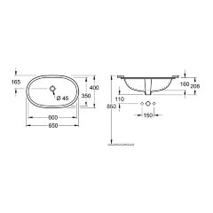Раковина Villeroy&amp;Boch O.NOVO 600х350, белая (41626001)