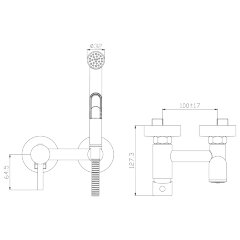 Смеситель Rossinka X25-52 с гигиеническим душем встраиваемый