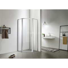 Душевое ограждение Azario RICHMOND 1000х1000х2000 5-угольный, БЕЗ ПОДДОНА, прозрачное стекло 6 мм, профиль серебро (AZ-NAG3231 1000)