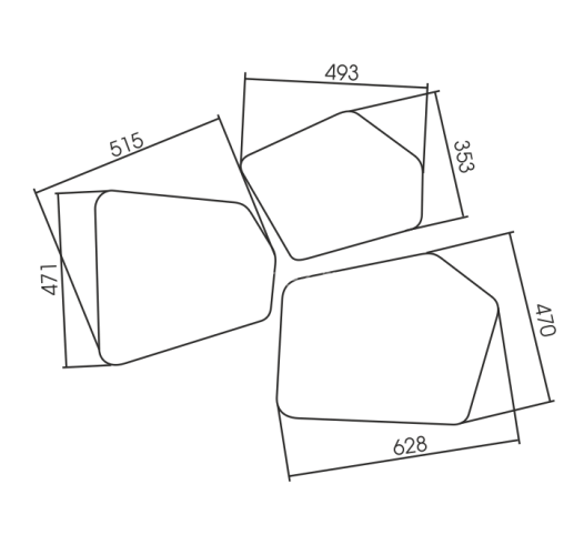 Комплект зеркал AZARIO Bionic бесконтактный сенсор, 3 элемента (LED-00002547)