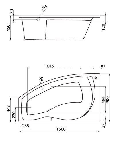 Ванна акриловая Santek Майорка асимметричная 150х90, левосторонняя, белая