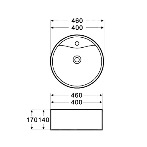 Раковина накладная Azario 460х170 круглая, белая (AZ-3018 SP)