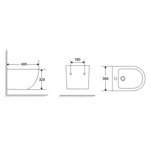 Биде подвесное Azario Grado 495х365х325 санфаянс, белый (AZ-0046F)
