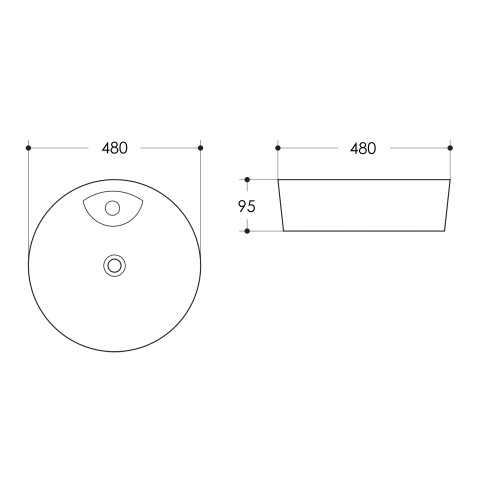 Раковина накладная Azario 480х480х95 круглая, белый глянец (AZ-3202)