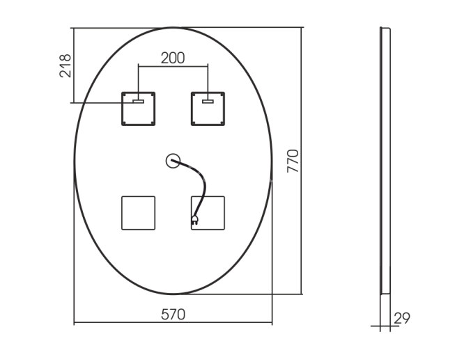 AZARIO зеркало Италия 570х770 сенсорный выключатель, диммер, подогрев (ФР-00001055)