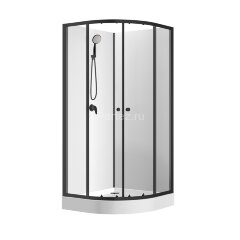 Душевая кабина Loranto NEO 90x90x(190+15) с низким поддоном 15см, прозрачное закаленное стекло 5 мм, профиль черный-матовый (CS-21800)