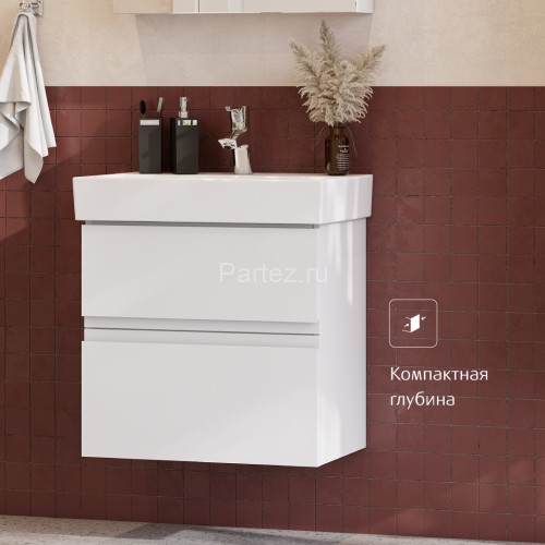 Тумба под раковину Roca Oleta 60 подвесная, 2 ящика, белый глянец (A857638806)