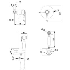Смеситель Lemark Villa LM4819C с гигиеническим душем, встраиваемый