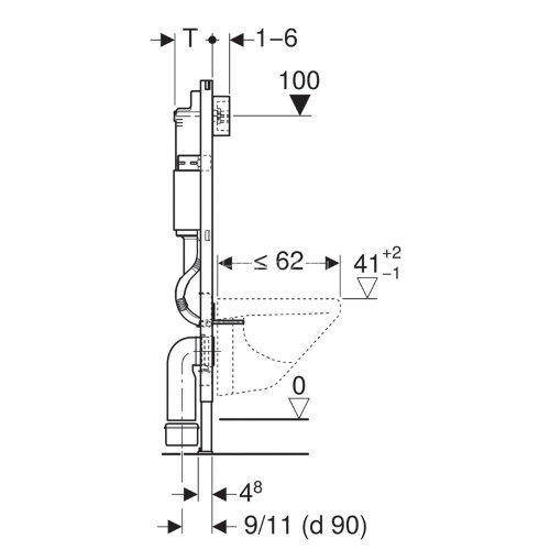Инсталляция для подвес. унитаза Duofix, 112 см, со смыв. бачком 3/6 л, клавиша Delta 21 хром глянец,