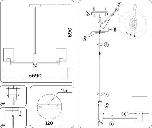 Потолочная люстра Ambrella LH57031