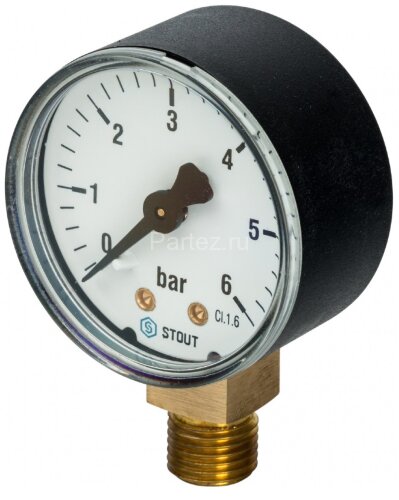 Манометр рад. D50 мм 6 бар 1/4" STOUT
