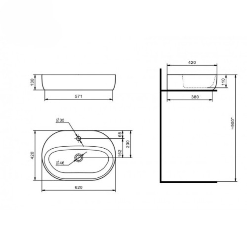 Раковина накладная Santek Одри Round 420x620, белая (62 1.WH50.1.710)