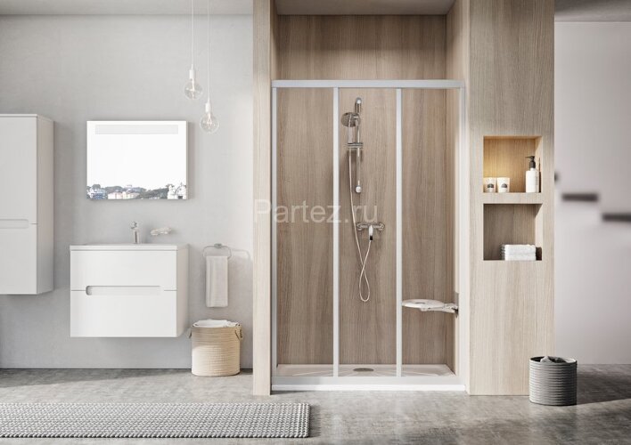 Душевая дверь Ravak Supernova раздвижная 121х188, толщина полотна 3мм универсальная, цвет профиля белый