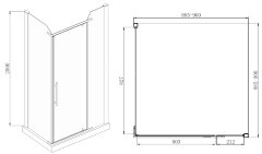 Душевое ограждение AZARIO EDMONTON 900х900х2000 стекло прозрачное 6 мм, профиль черный (AZ-NNC1231 900 BLACK)