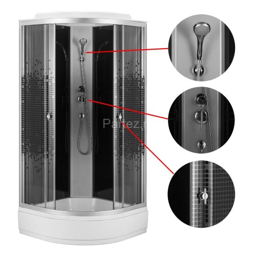 Душевая кабина Loranto 80x80x215 поддон 25 см, 4 мм прозрачное стекло с рисунком "мозайка" (CS-800-25ТМ/М)