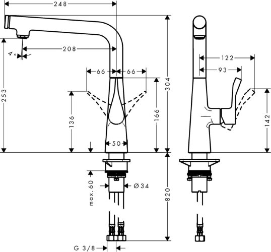 14847000 Metris Select Смеситель для кухни 240, однорычажный