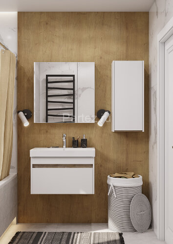 Тумба под раковину AQUATON Марти 70 подвесная, Белый/Дуб Эндгрейн (1A267501MY010)