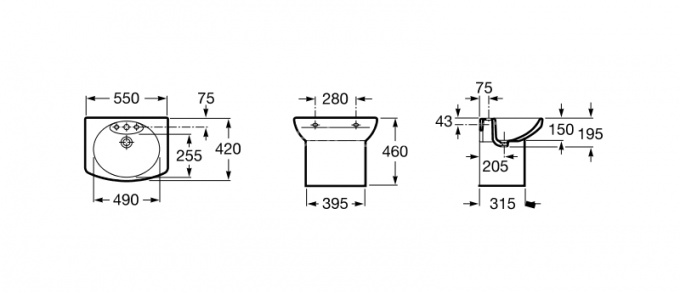 Z DAMA SENSO COMPACTO Раковина 550х420х195 мм б/пьед.