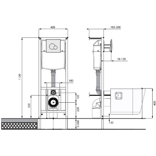 ПЭК унитаз с инсталляцией Santek Бореаль с сиденьем "Микролифт" и черной матовой клавишей смыва (1WH