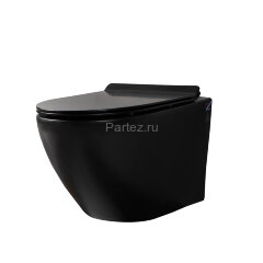 Унитаз подвесной безободковый MLN-1103BM (черный матовый), крышка дюропласт