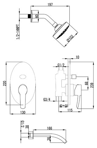 Смеситель для ванны встраиваемый Lemark Atlantiss LM3221C