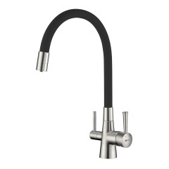 Смеситель Lemark Comfort LM3075BN-Black для кухни с гибким изливом, с подключением к фильтру с питье