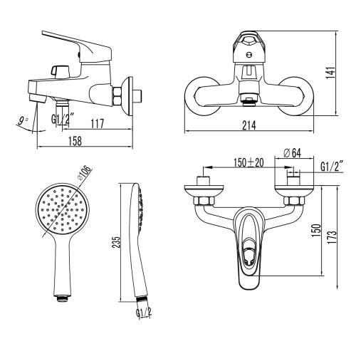 Смеситель Lemark Luna LM4134C для ванны