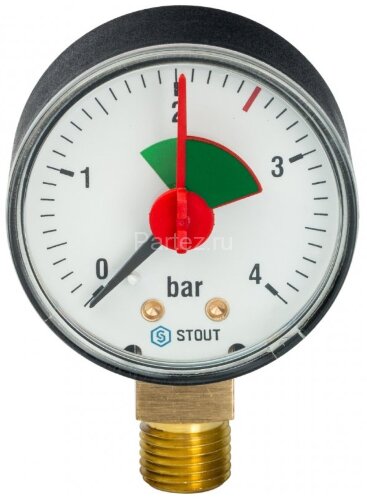 Манометр рад. с указателем предела D50 мм 4 бар 1/4" STOUT