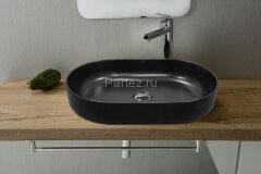 Раковина-чаша Creo Ceramique 580х380х140 накладная, овальная, керамика, черный матовый (PU4300MBK)