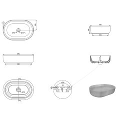 Раковина-чаша Creo Ceramique 580х380х140 накладная, овальная, керамика, черный матовый (PU4300MBK)
