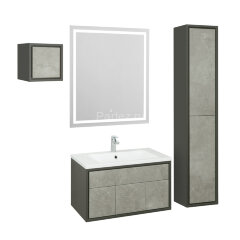 Тумба под раковину AQUATON Уэльс 80 NEW, подвесная, графит (1A267901WA6A0)