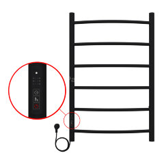 Полотенцесушитель электрический AZARIO VERONA 500/800 6 секций, диммер слева, черный (AZ04758B)