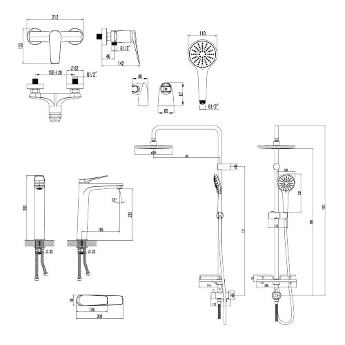 Комплект для ванной комнаты Lemark Bronx LM3789GM "3 в 1"