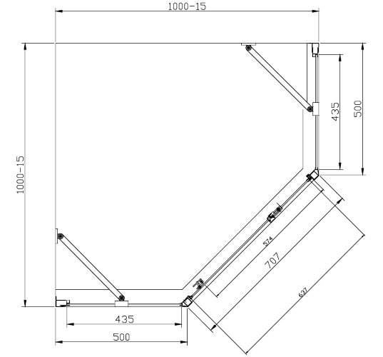 Душевое ограждение Azario DALLAS 100х100х200 хром, 5мм прозрачное стекло