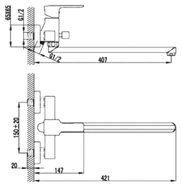 Смеситель для ванны Lemark Basis LM3601C