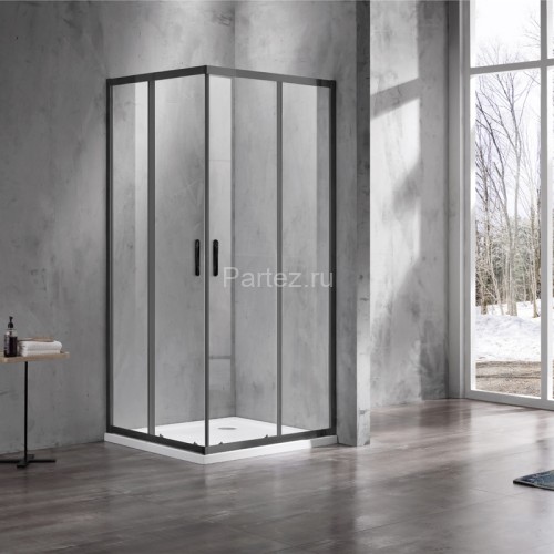 Душевое ограждение AZARIO 900х900х2000, БЕЗ ПОДДОНА, прозрачное стекло 6 мм, цвет профиля черный (AZ-ND1142 900 Black)