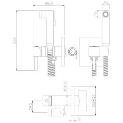 Смеситель Rossinka X25-53 с гигиеническим душем встраиваемый