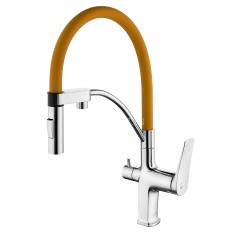 Смеситель Lemark Comfort LM3074C-Orange для кухни с гибким изливом, с подключением к фильтру с питье