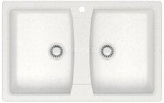 Кухонная мойка AZARIO Elmas 780х500х190 двойная, искусственный мрамор, цвет белый лед (CS00078330)