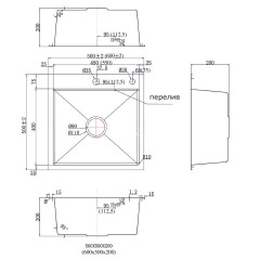 Кухонная мойка AZARIO MIA 600х500х200 нержавеющая сталь, цвет Серебро (AZS6050M)