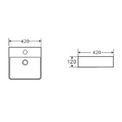 Раковина накладная Azario 420х420х120 квадратная, черный матовый (AZ-2177-MB)