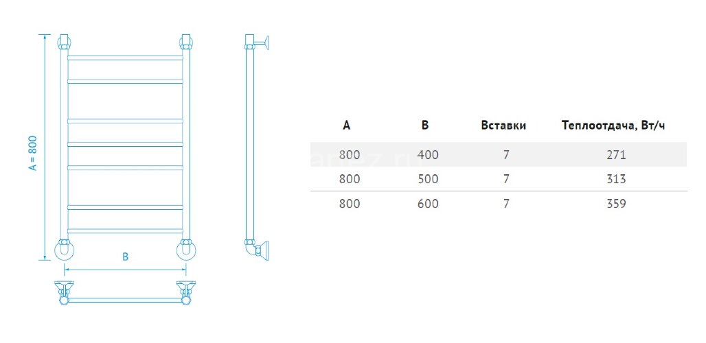 Полотенцесушитель водяной Маргроид Лесенка "Вид 10" без полки 80х60 (комплект), хром